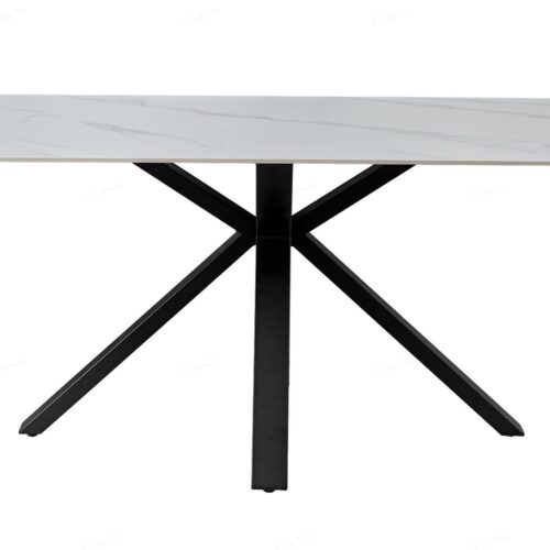 Milana Cross Leg Dining Table - White Sintered Stone