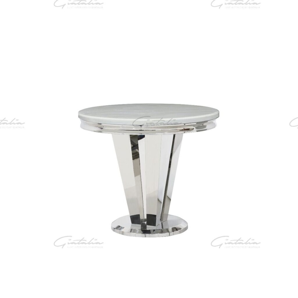 Riccardo 90 Round Dining Table – White Marble