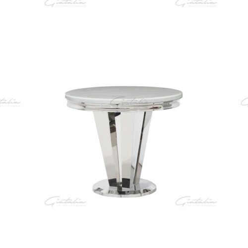 Riccardo 90 Round Dining Table - White Marble