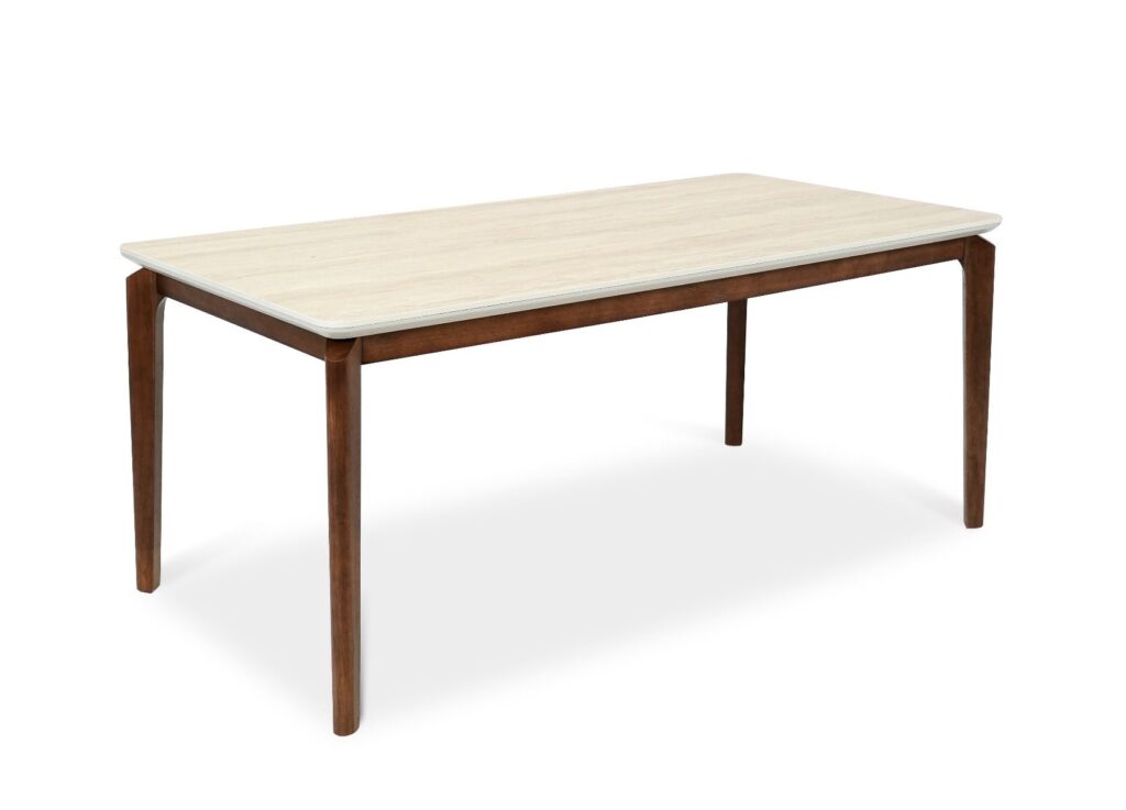 Ronda Big Dining Table – Walnut & Travertine