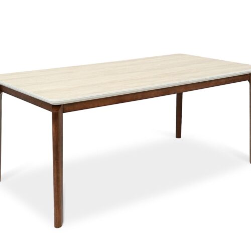 Ronda Big Dining Table - Walnut & Travertine
