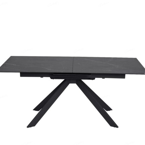 Rossa Extending Dining Table - Matt Black & White Vein Ceramic