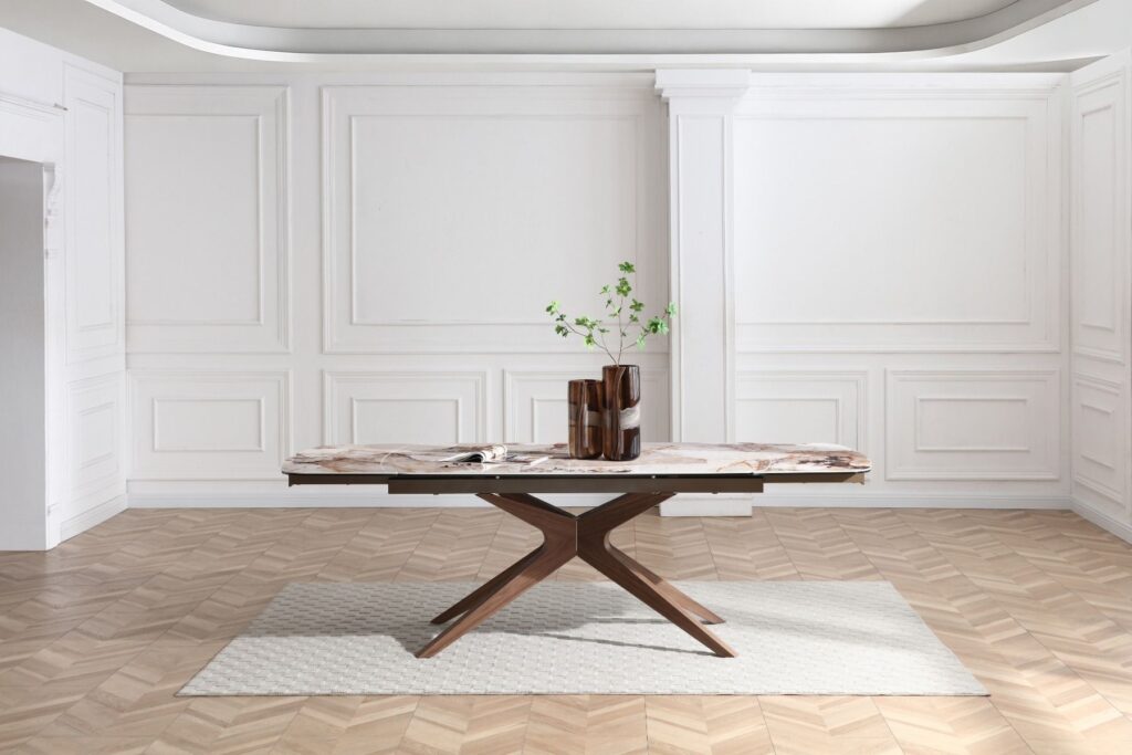 Serene Extending Dining Table – Walnut & Pandora Vendome